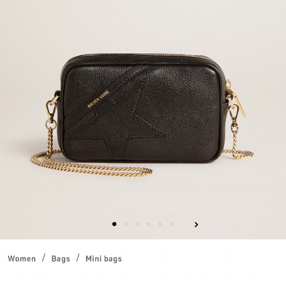 Golden Goose Black Mini Star Bag with Gold Chain